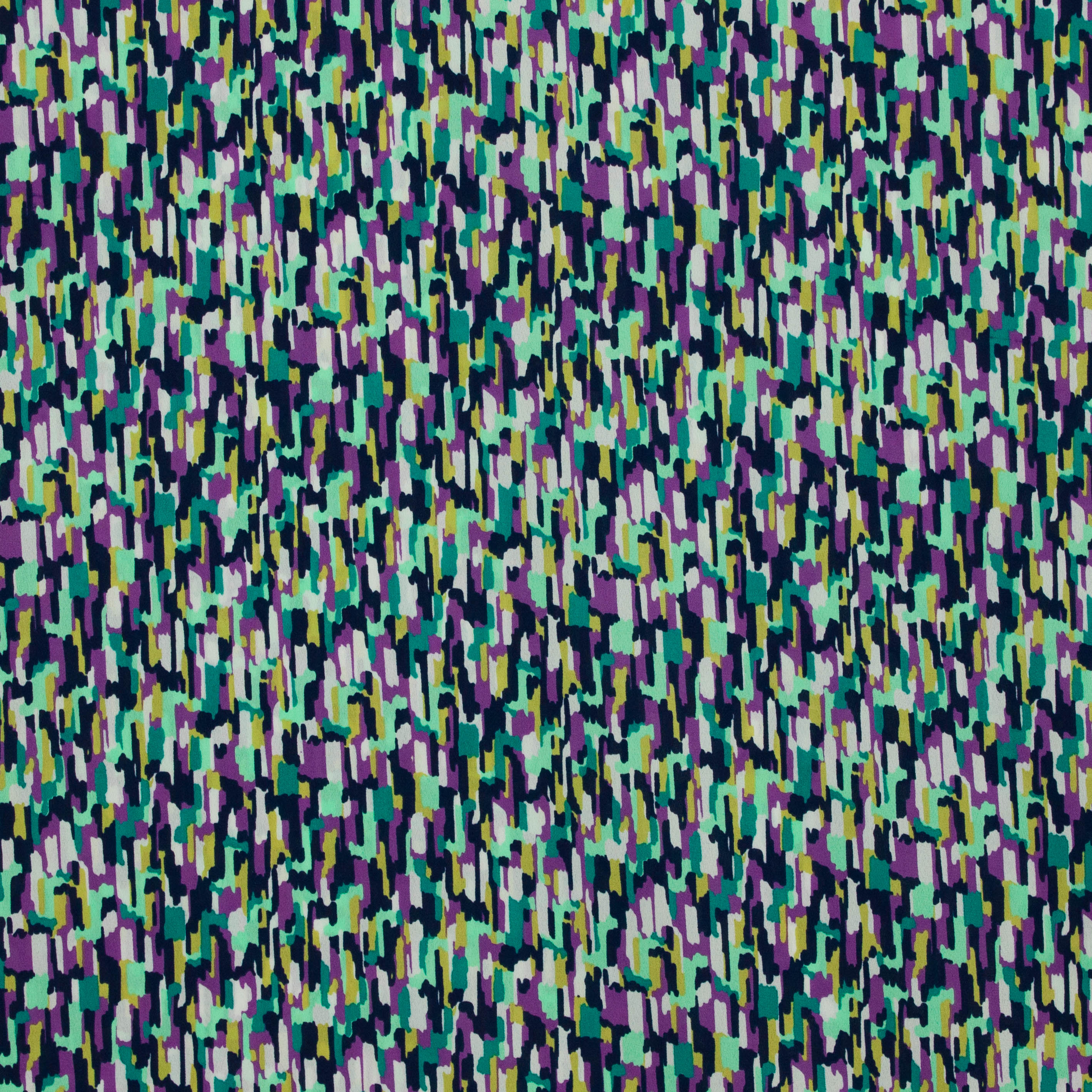 Polyester crêpe lila-groen patroon